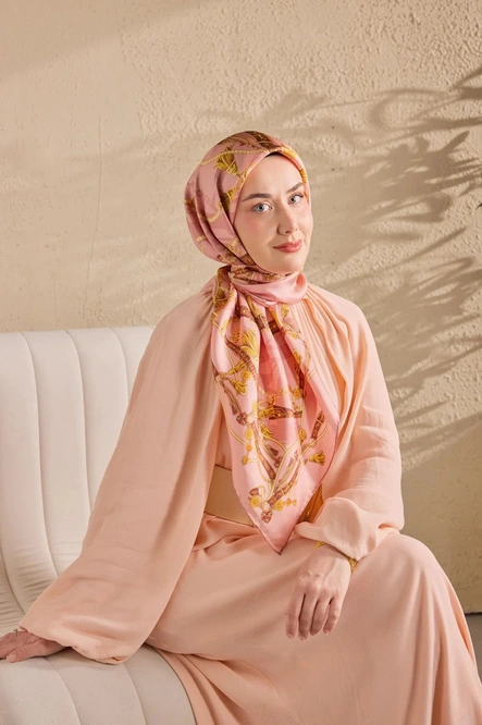 Silk Home Twill İpek Eşarp 11530-06 Tozpembe, Kahverengi