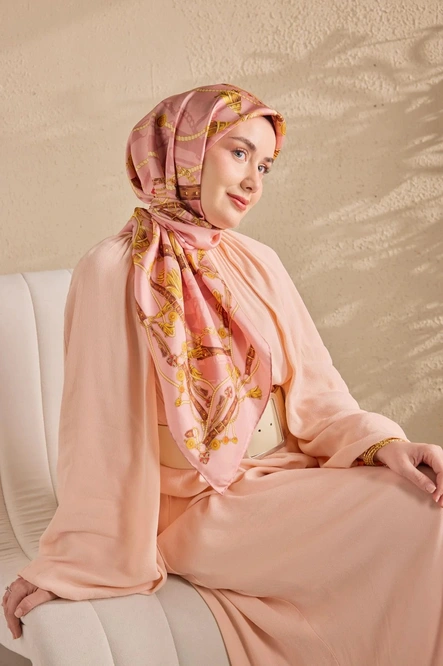 Silk Home Twill İpek Eşarp 11530-06 Tozpembe, Kahverengi