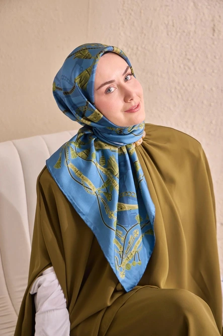 Silk Home Twill İpek Eşarp 11530-17 İndigo, Yeşil, Siyah