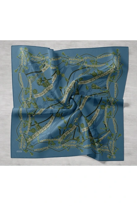 Silk Home Twill İpek Eşarp 11530-17 İndigo, Yeşil, Siyah
