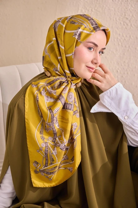 Silk Home Twill İpek Eşarp 11530-18 Sarı, Vizon, Krem