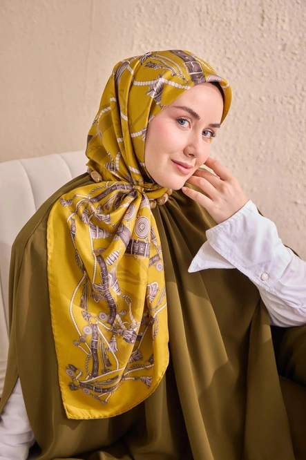 Silk Home Twill İpek Eşarp 11530-18 Sarı, Vizon, Krem
