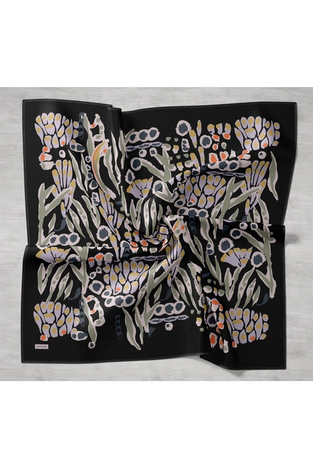 Silk Home Twill İpek Eşarp 11531-02 Siyah, Haki Yeşil