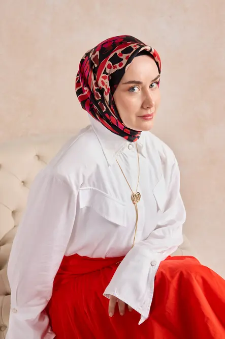 Silk Home Twill İpek Eşarp 11531-17 Siyah, Kırmızı