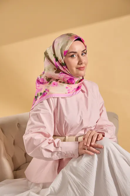 Silk Home Twill İpek Eşarp 11534-05 Fuşya, Pembe