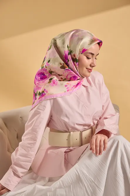Silk Home Twill İpek Eşarp 11534-05 Fuşya, Pembe