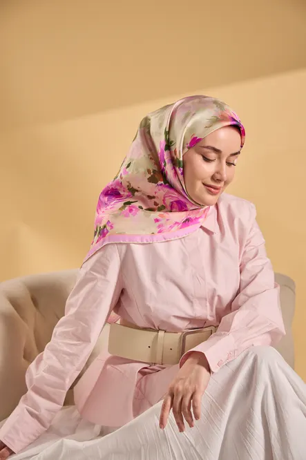 Silk Home Twill İpek Eşarp 11534-05 Fuşya, Pembe