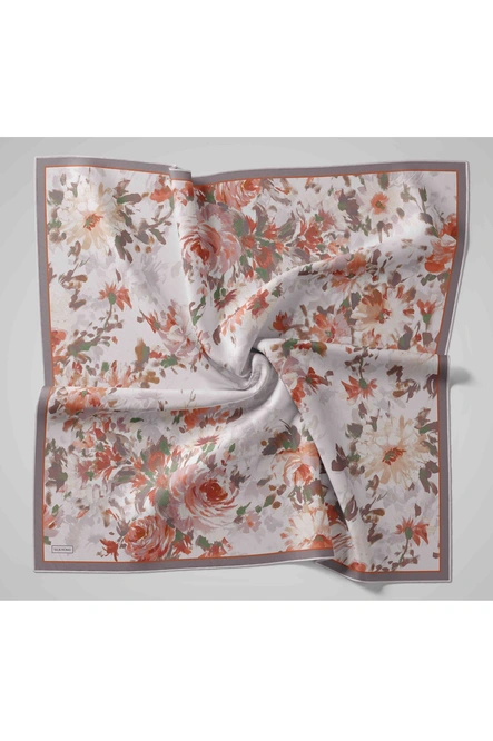 Silk Home Twill İpek Eşarp 11534-13 Kırmızı, Vizon, Turuncu
