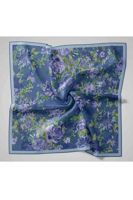 Silk Home Twill İpek Eşarp 11534-20 Koyu Mavi, Lila, Yeşil, Asit