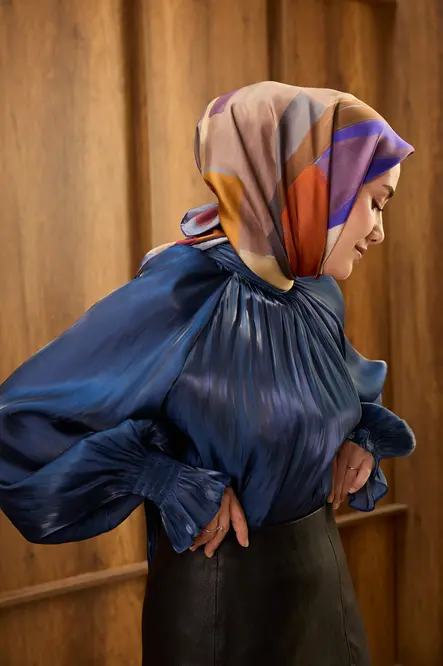 Silk Home Twill İpek Eşarp Painterly Morcivert