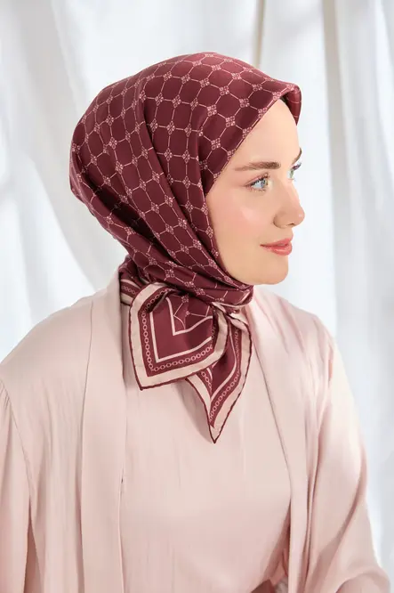 Silk Home Twill İpek Eşarp Monogram Bordo