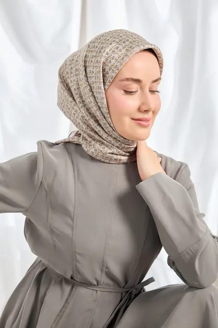 Silk Home Twill İpek Eşarp Mini Bouquet Açık Gri