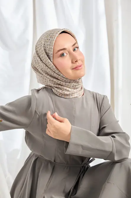 Silk Home Twill İpek Eşarp Mini Bouquet Açık Gri