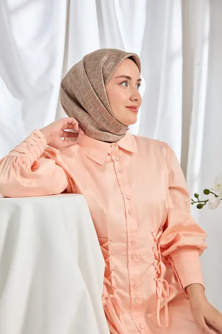 Silk Home Twill İpek Eşarp Mini Bouquet Vizon