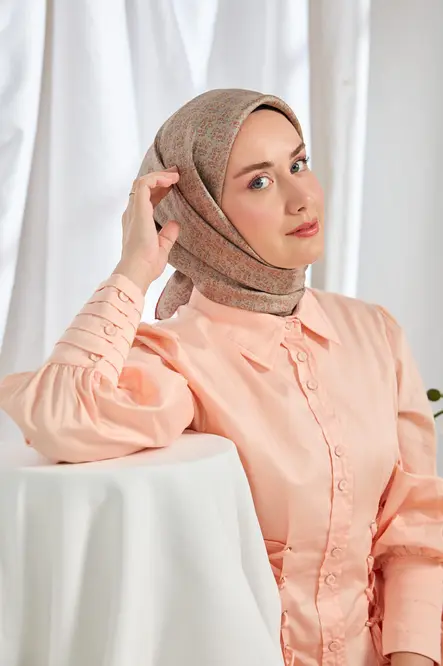 Silk Home Twill İpek Eşarp Mini Bouquet Vizon