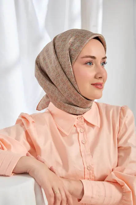 Silk Home Twill İpek Eşarp Mini Bouquet Vizon