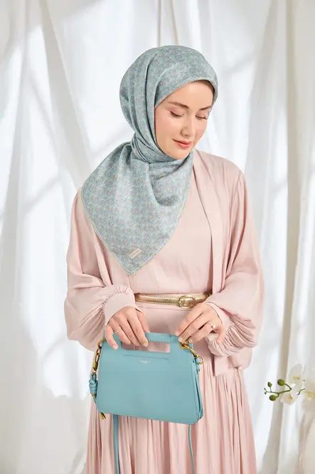 Silk Home Twill İpek Eşarp Mini Bouquet Bebe Mavi