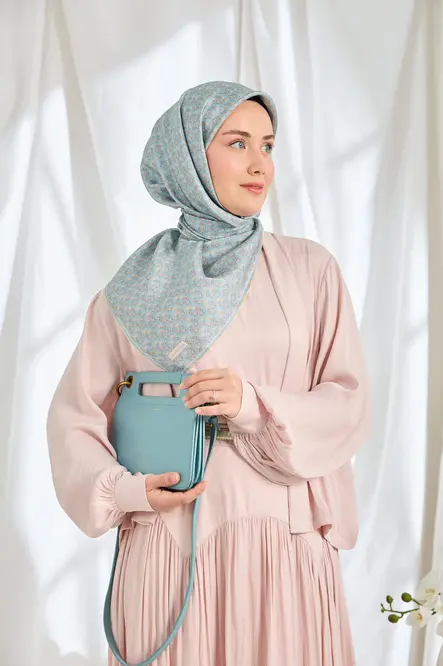 Silk Home Twill İpek Eşarp Mini Bouquet Bebe Mavi