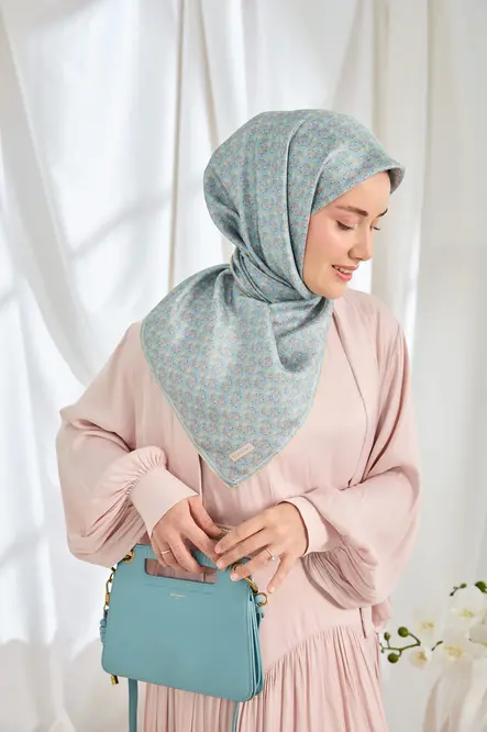 Silk Home Twill İpek Eşarp Mini Bouquet Bebe Mavi