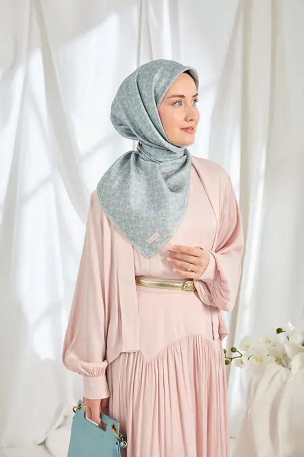 Silk Home Twill İpek Eşarp Mini Bouquet Bebe Mavi