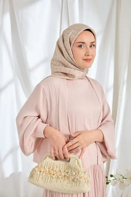 Silk Home Twill İpek Eşarp Mini Bouquet Açık Vizon