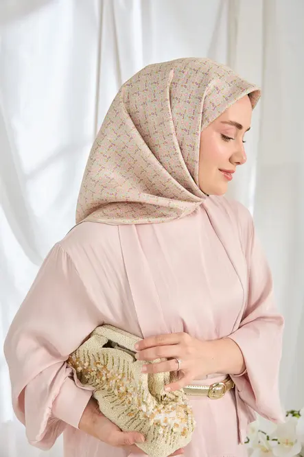 Silk Home Twill İpek Eşarp Mini Bouquet Açık Vizon