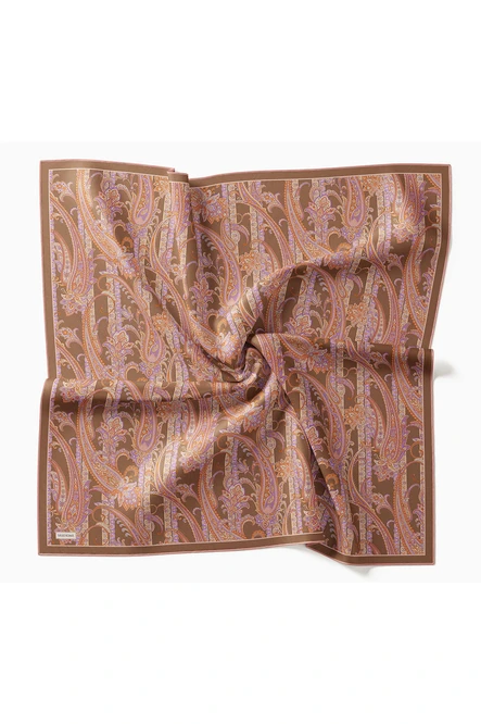 Silk Home Twill İpek Eşarp Ottoman Paisley Yeşil Kahve