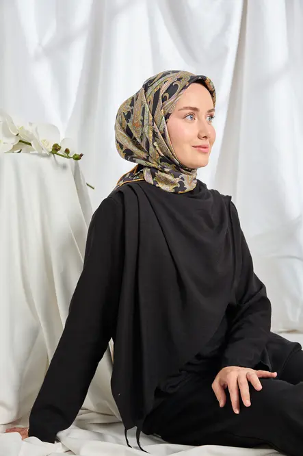 Silk Home Twill İpek Eşarp Ottoman Paisley Siyah