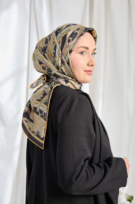 Silk Home Twill İpek Eşarp Ottoman Paisley Siyah