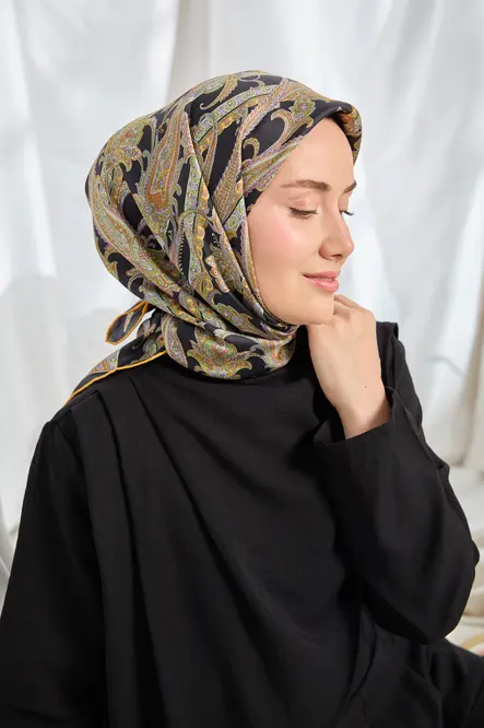 Silk Home Twill İpek Eşarp Ottoman Paisley Siyah