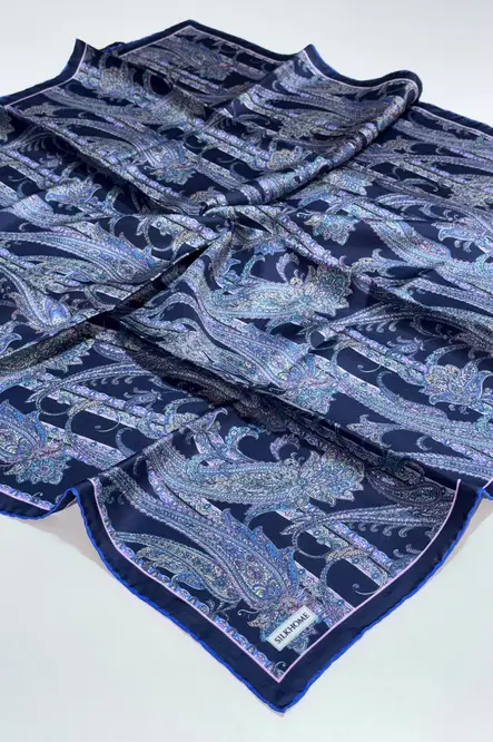 Silk Home Twill İpek Eşarp Ottoman Paisley Lacivert