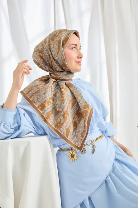 Silk Home Twill İpek Eşarp Ottoman Paisley Karamel