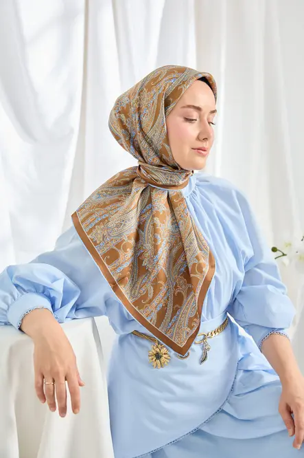 Silk Home Twill İpek Eşarp Ottoman Paisley Karamel