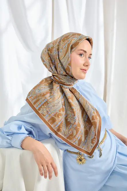 Silk Home Twill İpek Eşarp Ottoman Paisley Karamel
