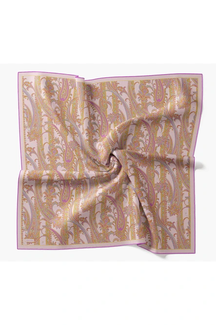 Silk Home Twill İpek Eşarp Ottoman Paisley Pembe