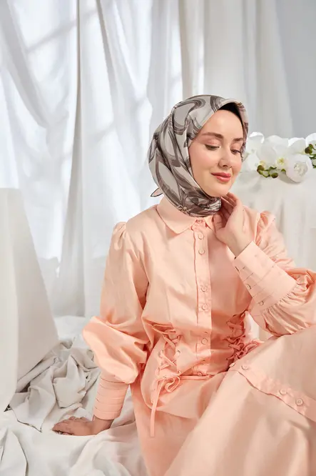 Silk Home Twill İpek Eşarp Bloom Koyu Gri