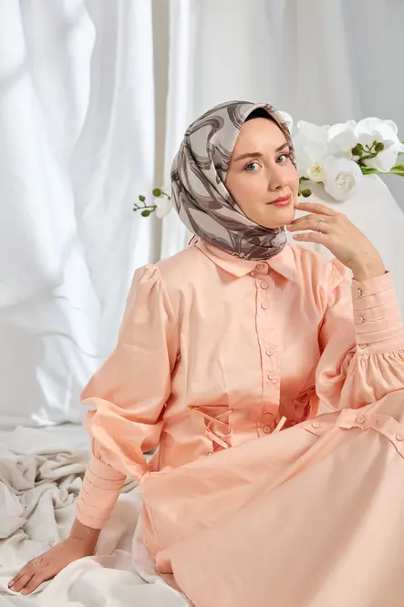 Silk Home Twill İpek Eşarp Bloom Koyu Gri