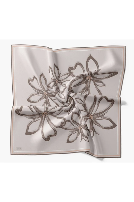 Silk Home Twill İpek Eşarp Bloom Koyu Gri