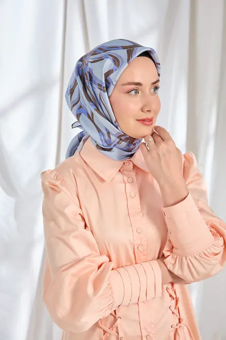 Silk Home Twill İpek Eşarp Bloom Mavi