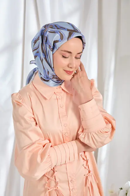 Silk Home Twill İpek Eşarp Bloom Mavi