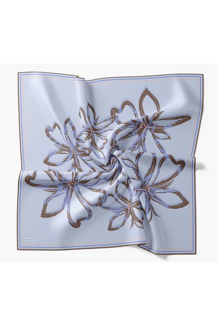 Silk Home Twill İpek Eşarp Bloom Mavi