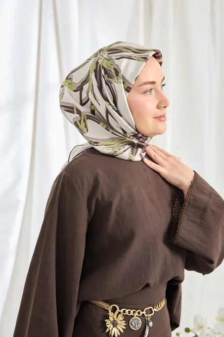 Silk Home Twill İpek Eşarp Bloom Gümüş