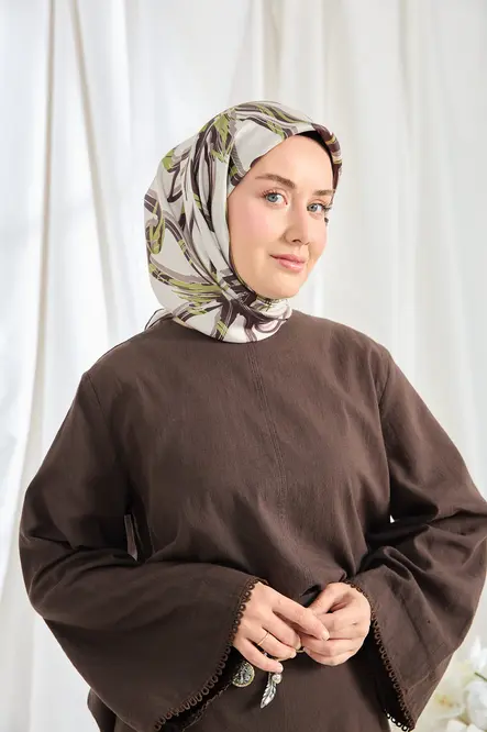 Silk Home Twill İpek Eşarp Bloom Gümüş