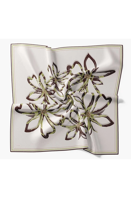 Silk Home Twill İpek Eşarp Bloom Gümüş