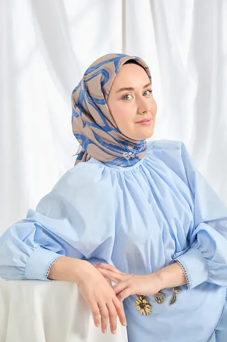 Silk Home Twill İpek Eşarp Bloom Koyu Vizon