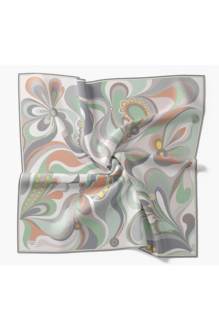 Silk Home Twill İpek Eşarp Retro Paisley Yeşil