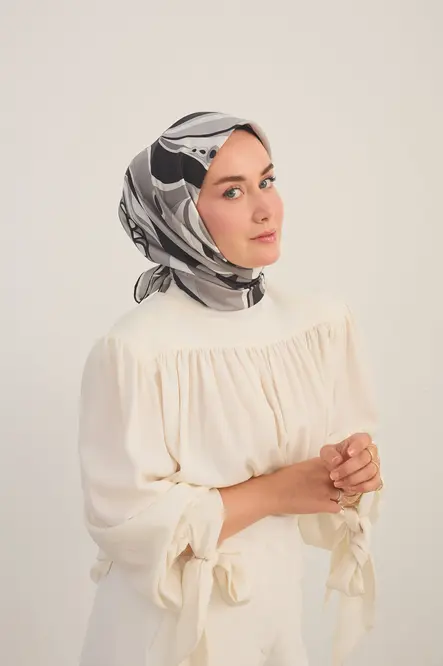 Silk Home Twill İpek Eşarp Retro Paisley Siyah