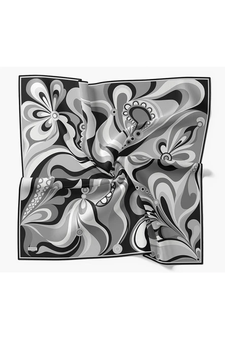 Silk Home Twill İpek Eşarp Retro Paisley Siyah