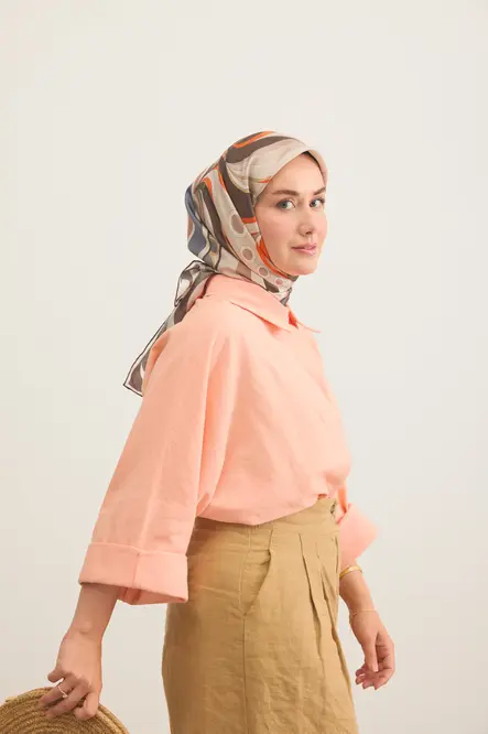 Silk Home Twill İpek Eşarp Retro Paisley Acı Kahve