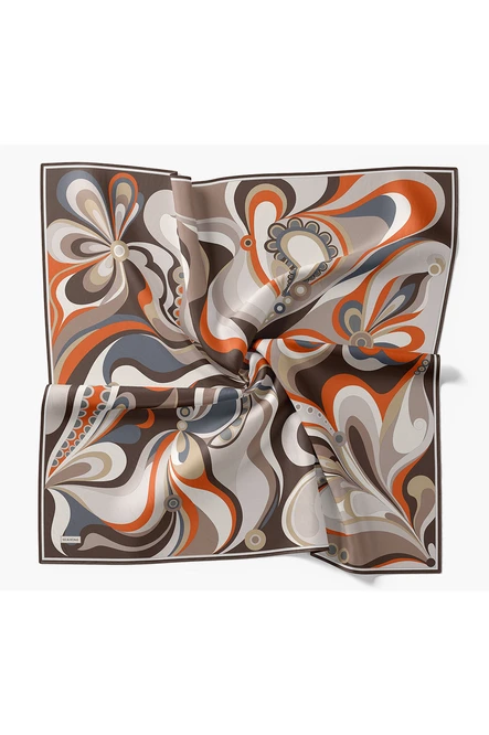 Silk Home Twill İpek Eşarp Retro Paisley Acı Kahve